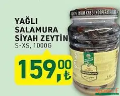 TARIM KREDİ YAĞLI SALAMURA SİYAH ZEYTİN S-XS 1000 G